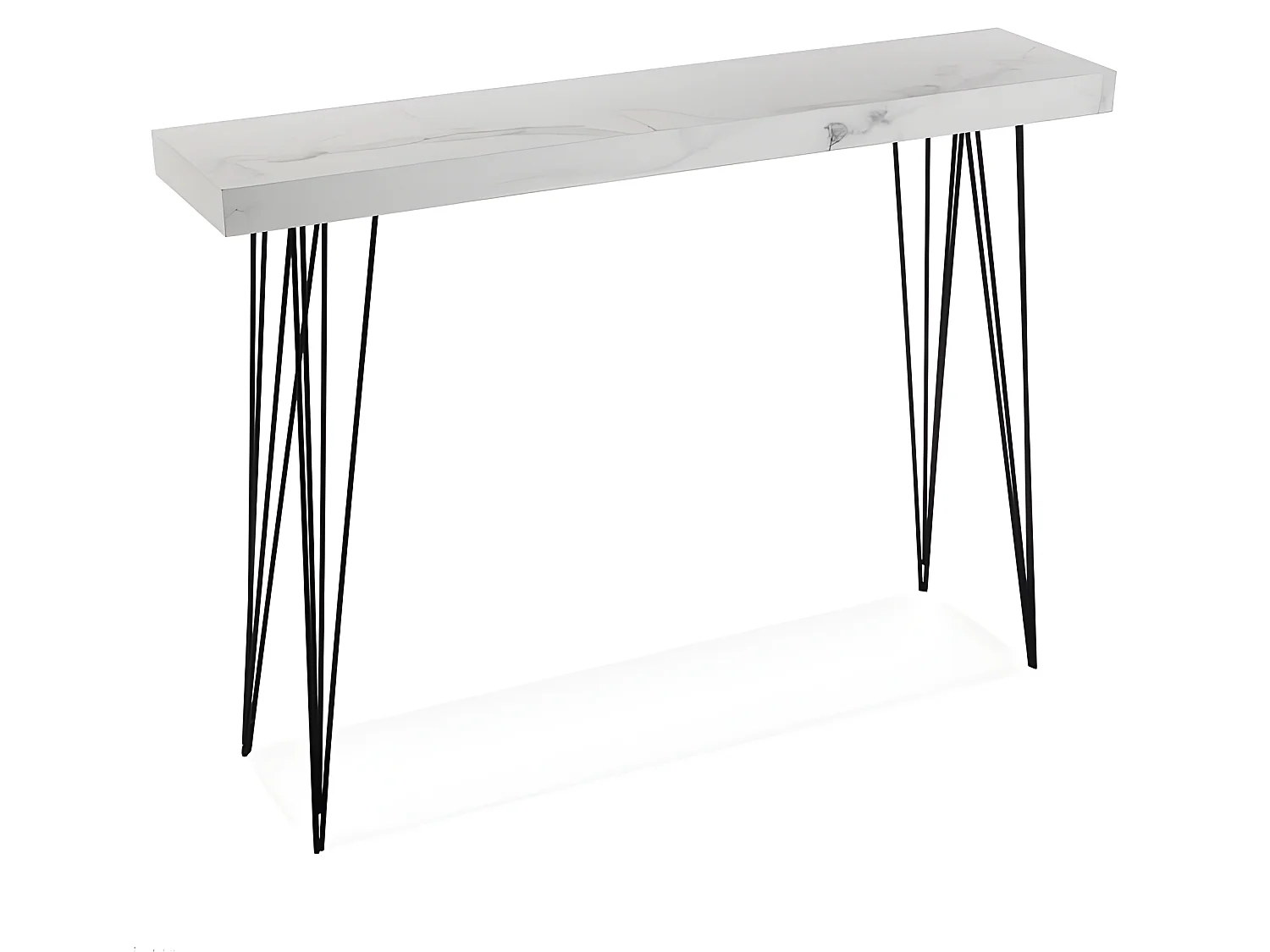 Table Console Carole, 80 x 25 x 110 cm, Bois et métal, Gris et blanc