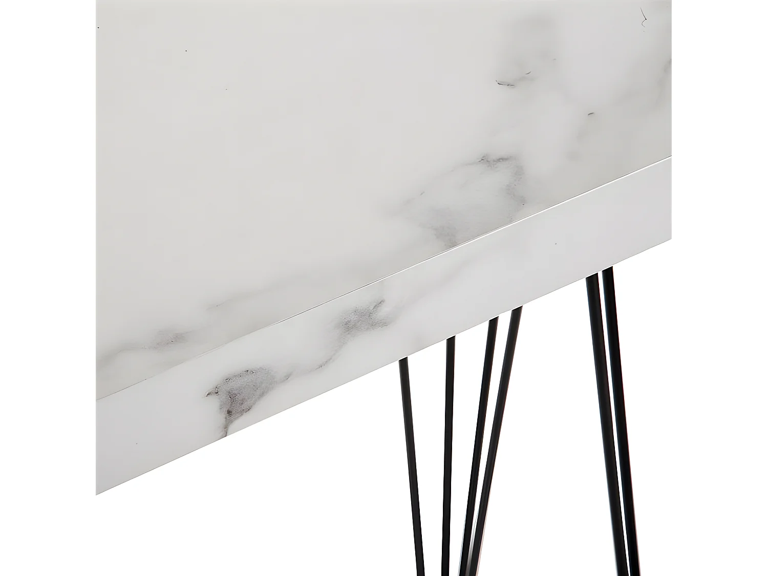 Table Console Carole, 80 x 25 x 110 cm, Bois et métal, Gris et blanc