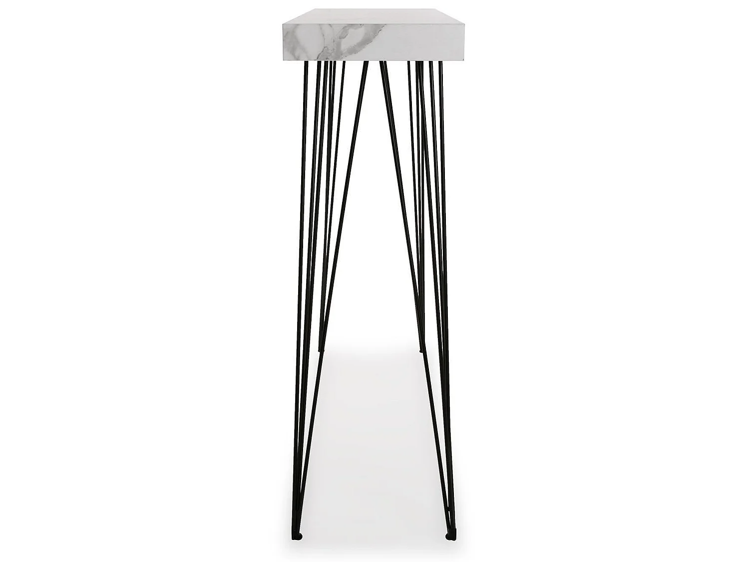 Table Console Carole, 80 x 25 x 110 cm, Bois et métal, Gris et blanc