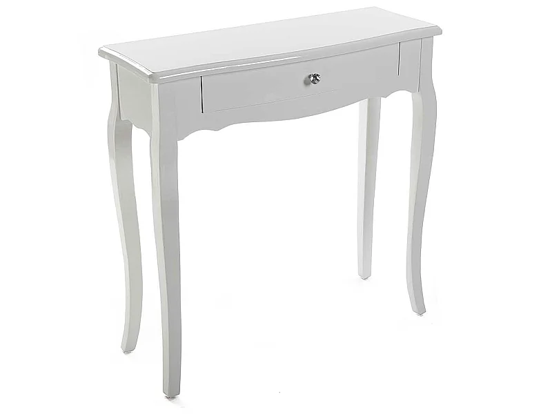 Cagliari Tavolo Consolle, Tavolino da Ingresso, Corridoio o Sala, Stretto, Bianco, 80x30x80cm