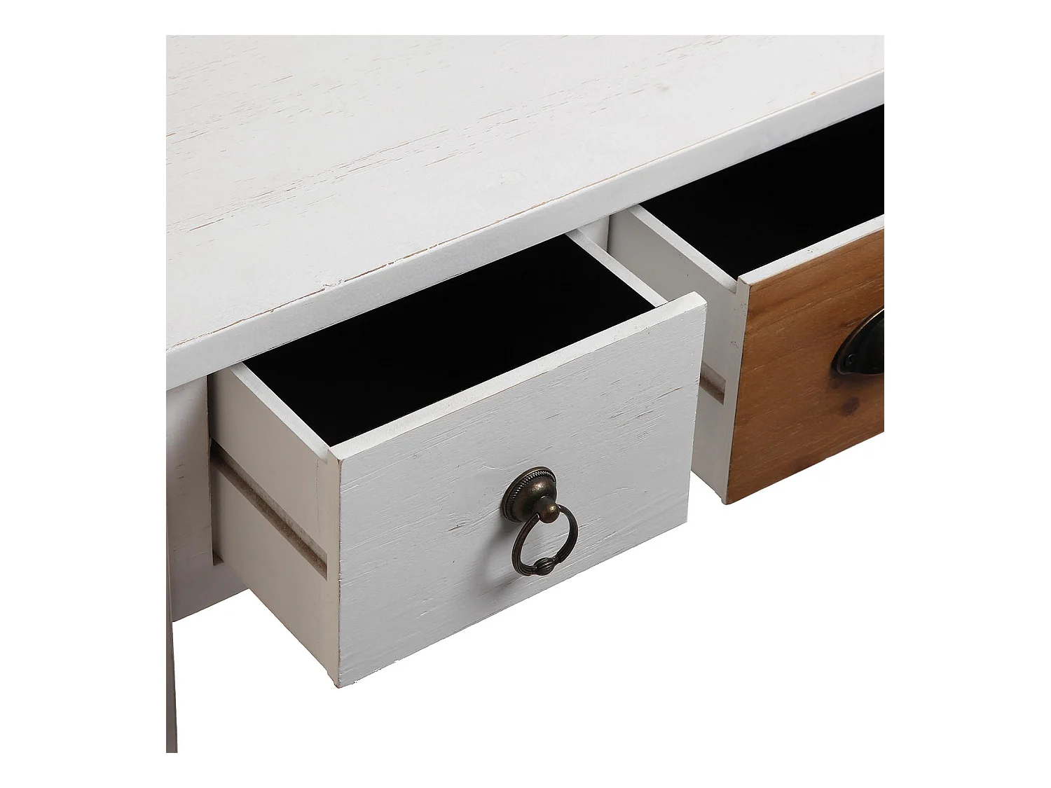 Table Console Areti, 79 x 34 x 120 cm, Bois, Marron et blanc