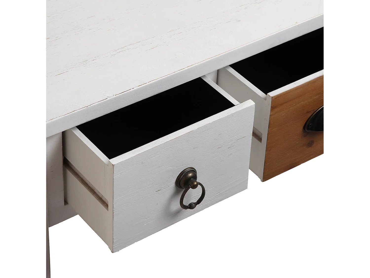 Table Console Areti, 79 x 34 x 120 cm, Bois, Marron et blanc