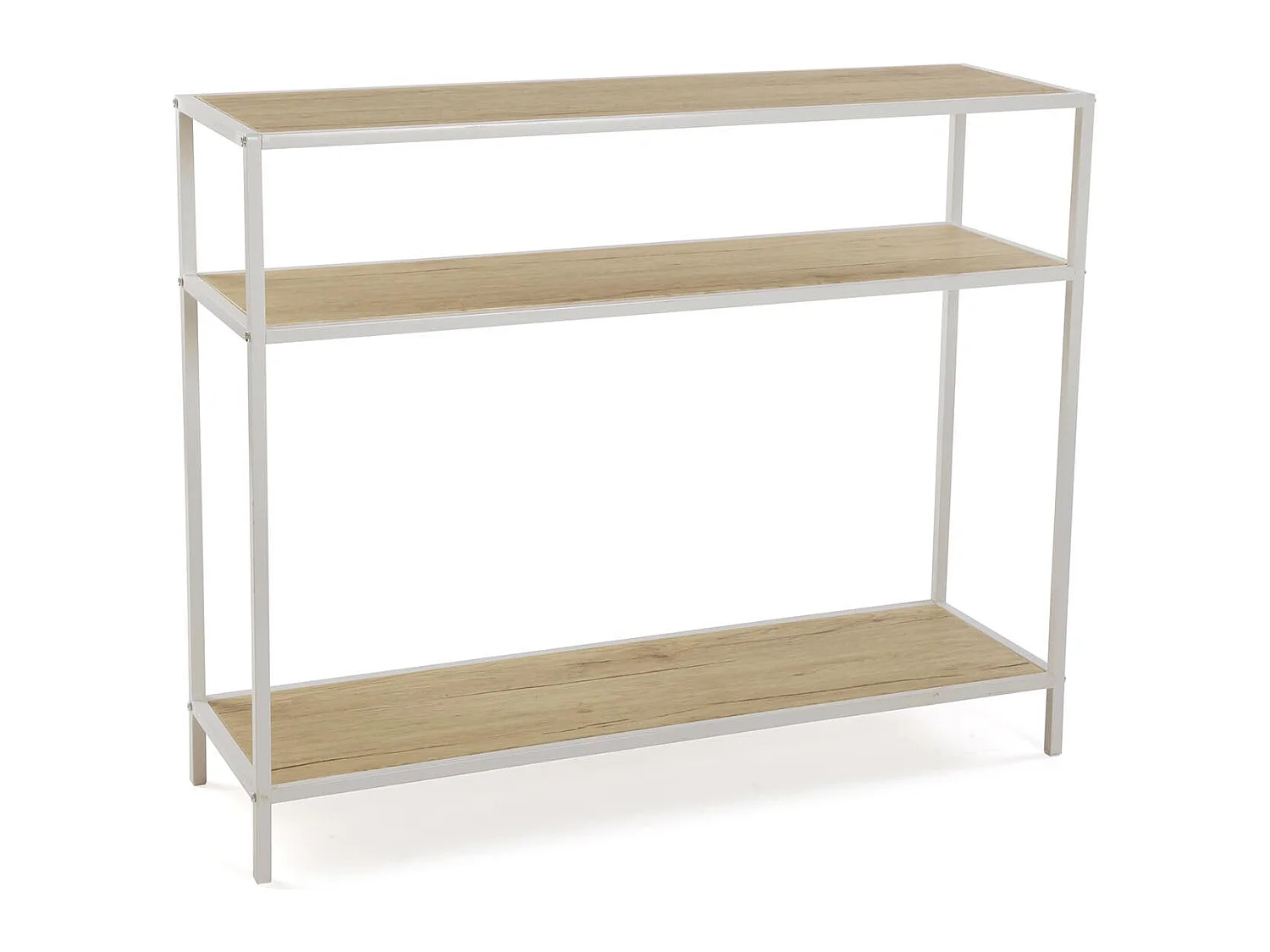 Table Console Berlin, 80 x 30 x 100 cm, Bois et métal, Marron et blanc