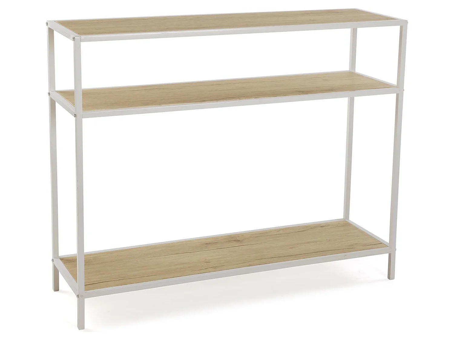 Table Console Berlin, 80 x 30 x 100 cm, Bois et métal, Marron et blanc