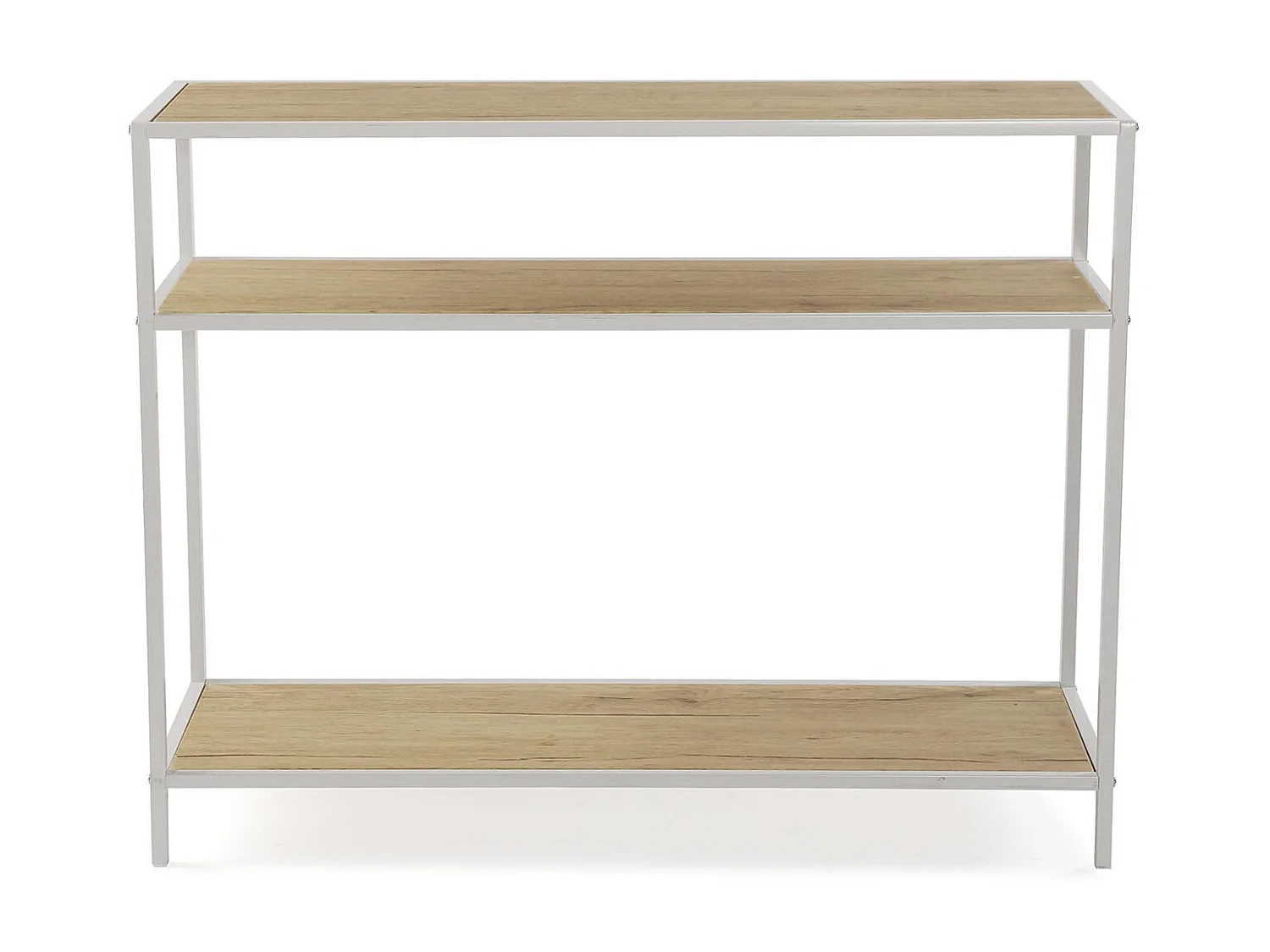 Table Console Berlin, 80 x 30 x 100 cm, Bois et métal, Marron et blanc