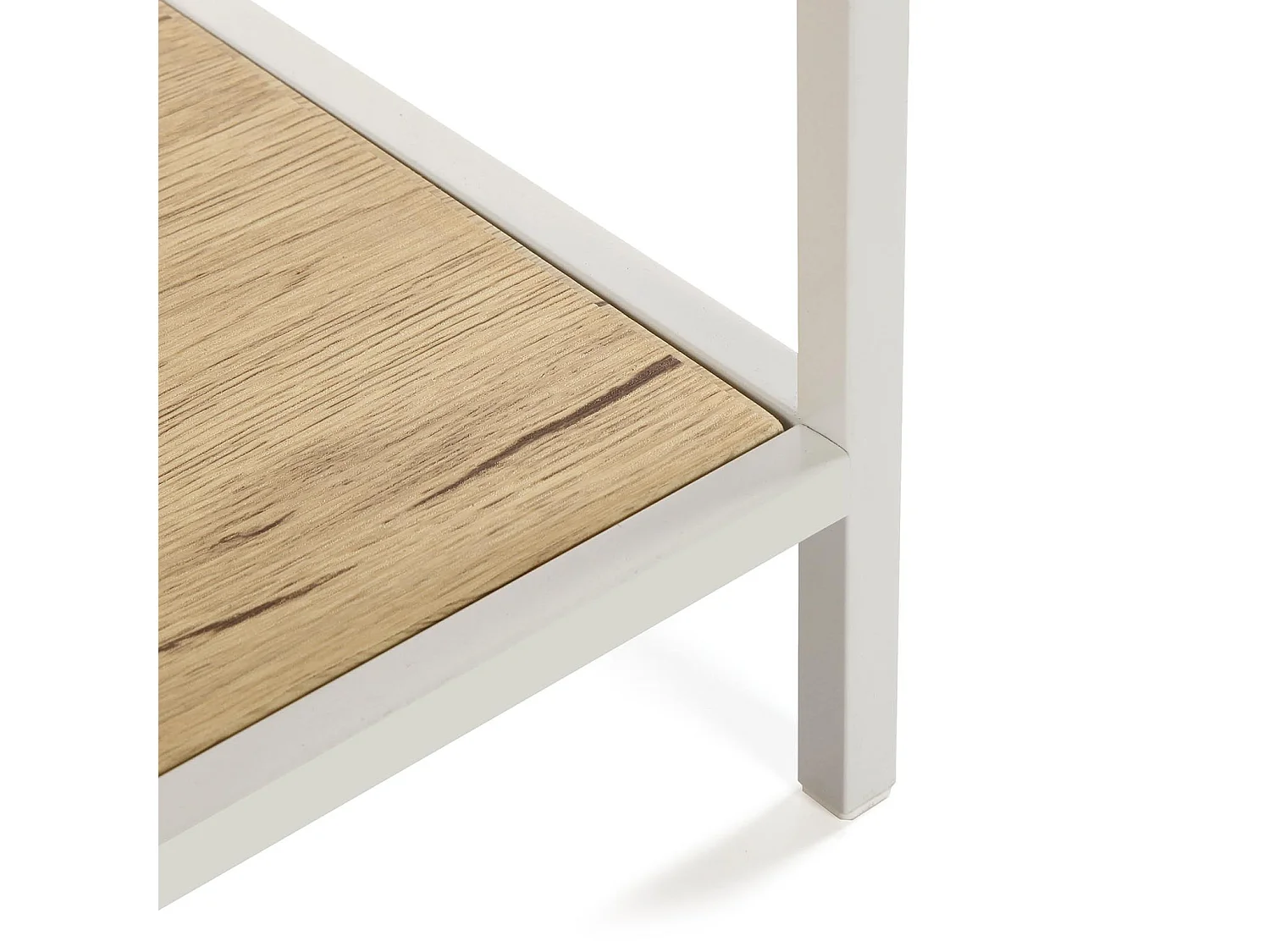 Table Console Berlin, 80 x 30 x 100 cm, Bois et métal, Marron et blanc