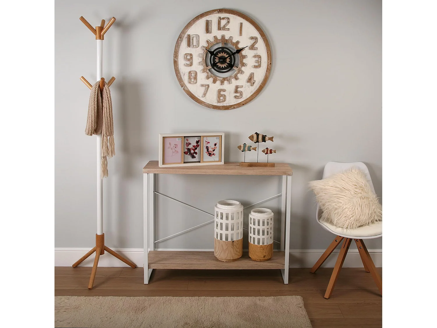 Taline Mueble Recibidor Estrecho para la Entrada o el Pasillo, Mesa Consola, Blanco, 80x30x100cm