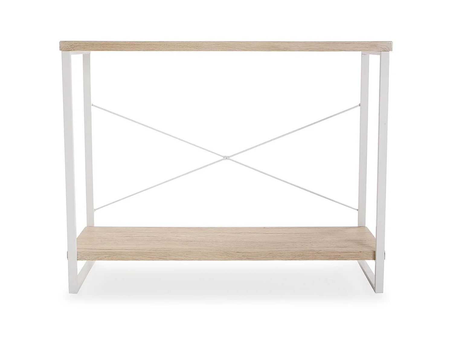 Table Console Taline, 80 x 30 x 100 cm, Bois et métal, Blanc