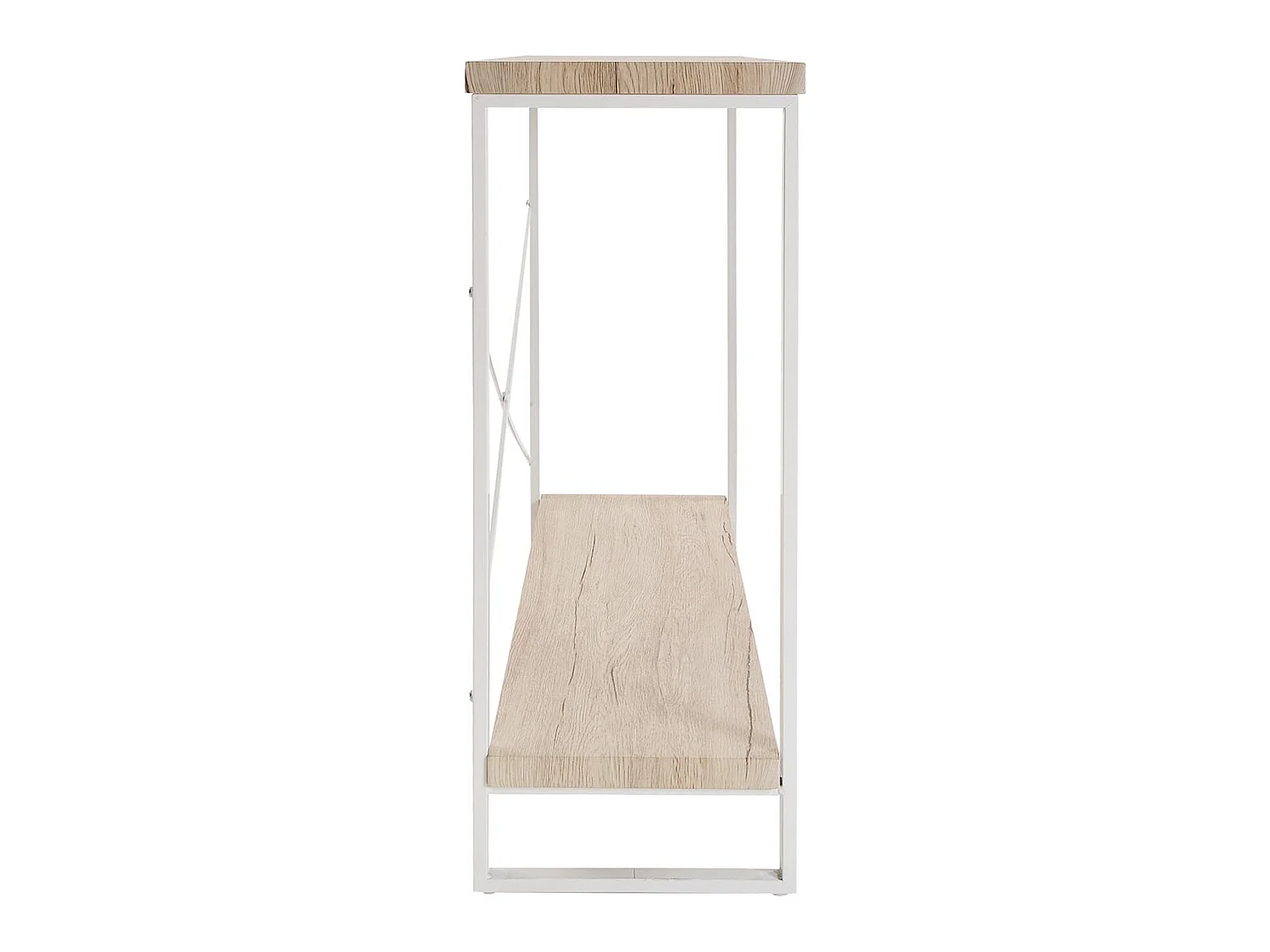 Table Console Taline, 80 x 30 x 100 cm, Bois et métal, Blanc