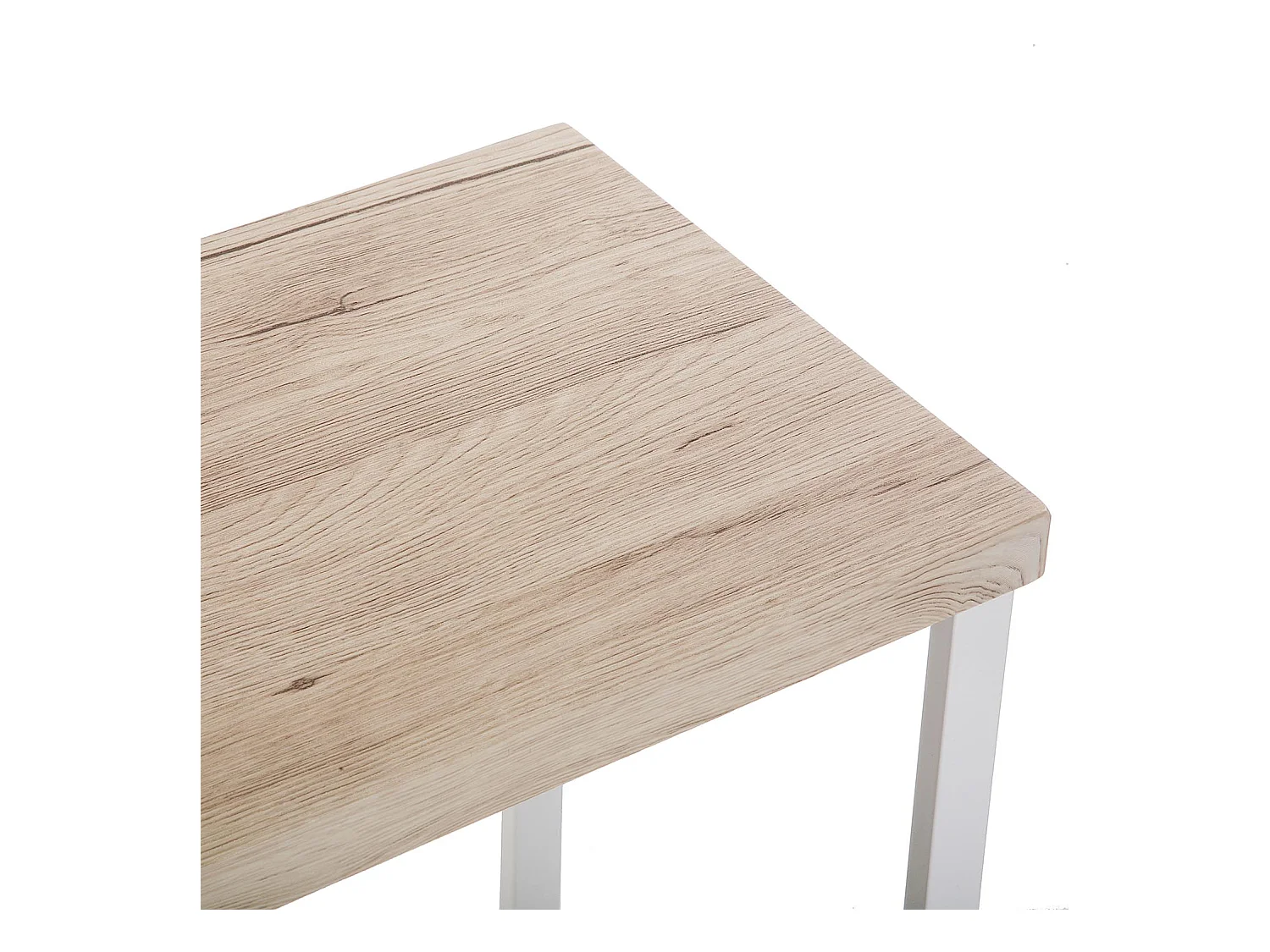 Table Console Taline, 80 x 30 x 100 cm, Bois et métal, Blanc
