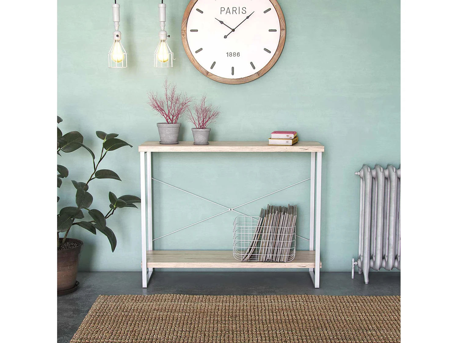 Taline Mueble Recibidor Estrecho para la Entrada o el Pasillo, Mesa Consola, Blanco, 80x30x100cm