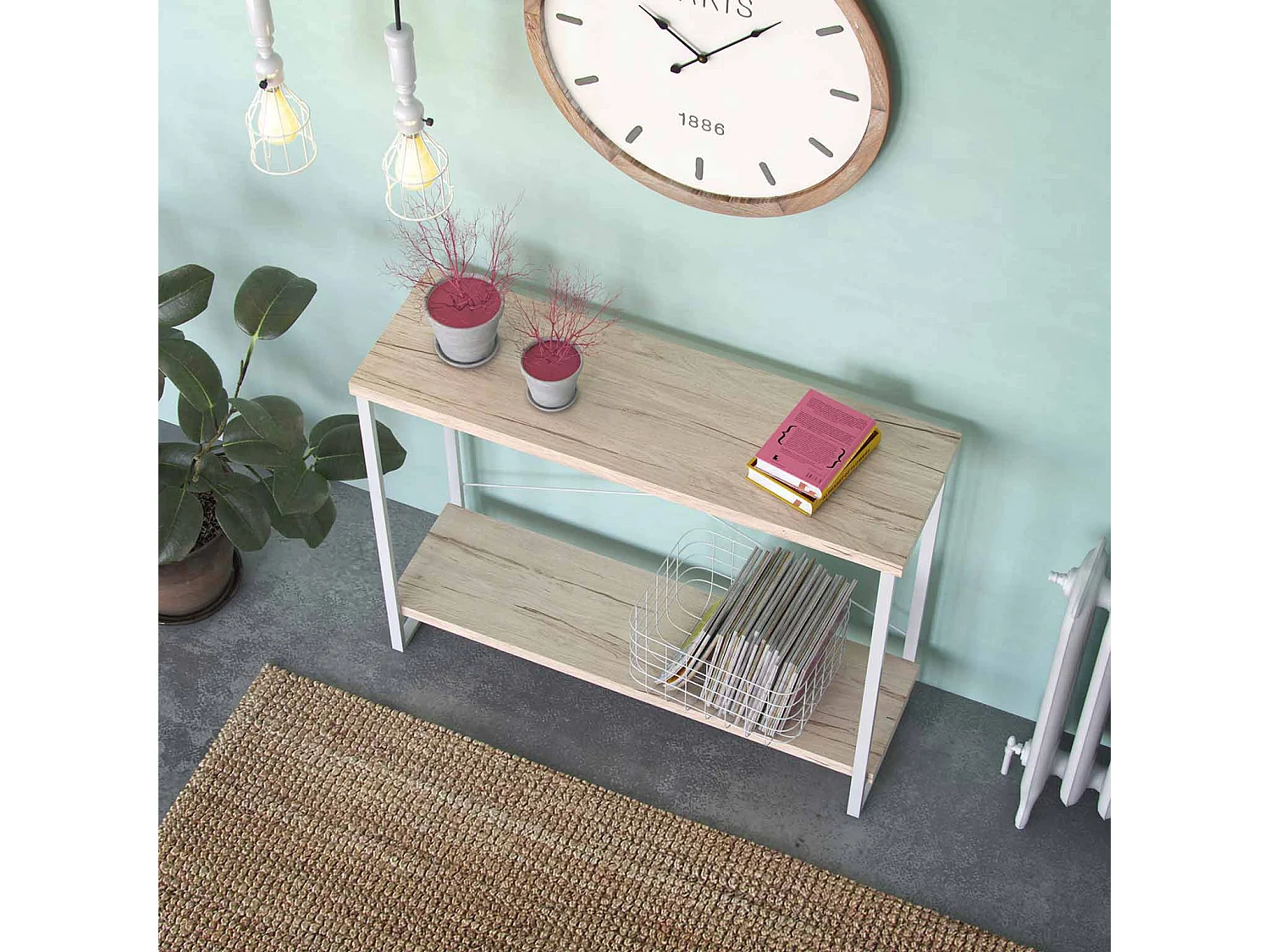 Taline Mueble Recibidor Estrecho para la Entrada o el Pasillo, Mesa Consola, Blanco, 80x30x100cm