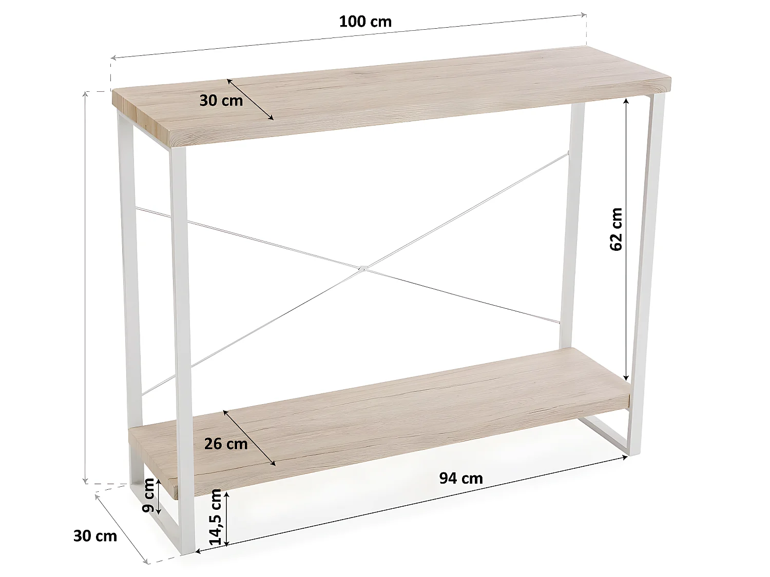 Taline Mueble Recibidor Estrecho para la Entrada o el Pasillo, Mesa Consola, Blanco, 80x30x100cm