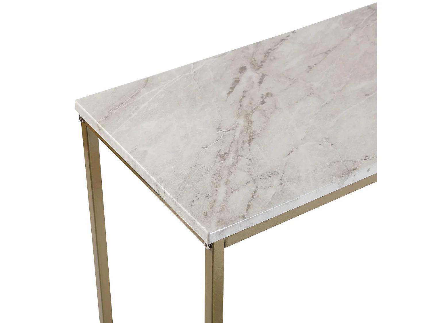 Table Console Montpellier, 81 x 30 x 100 cm, Bois et métal, Marbre et or