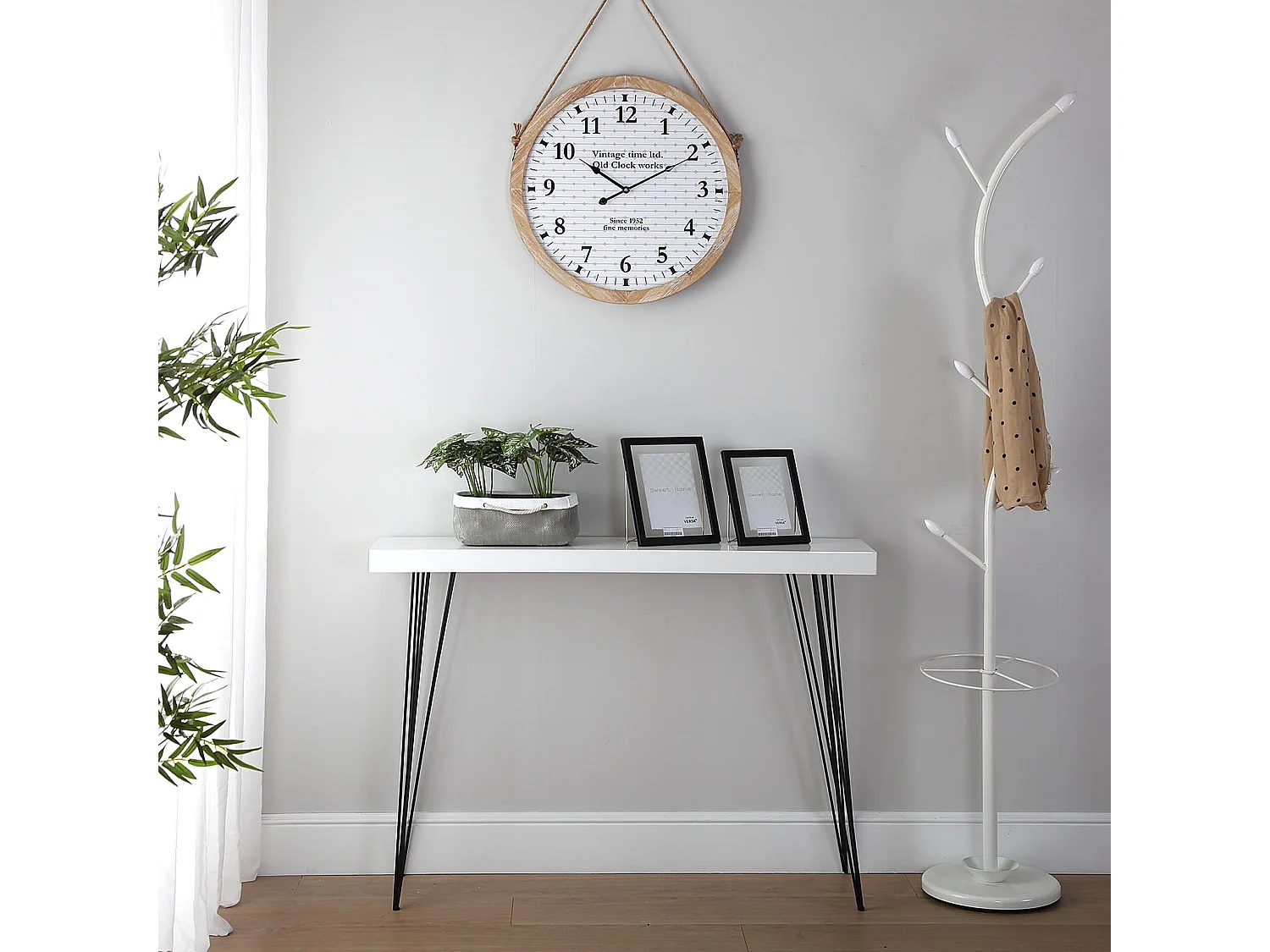 Table Console White Dallas, 80 x 25 x 110 cm, Bois et métal, Blanc