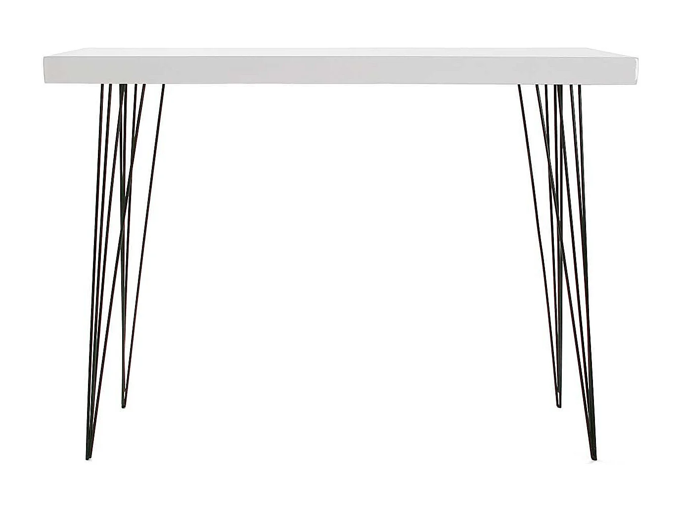 Table Console White Dallas, 80 x 25 x 110 cm, Bois et métal, Blanc