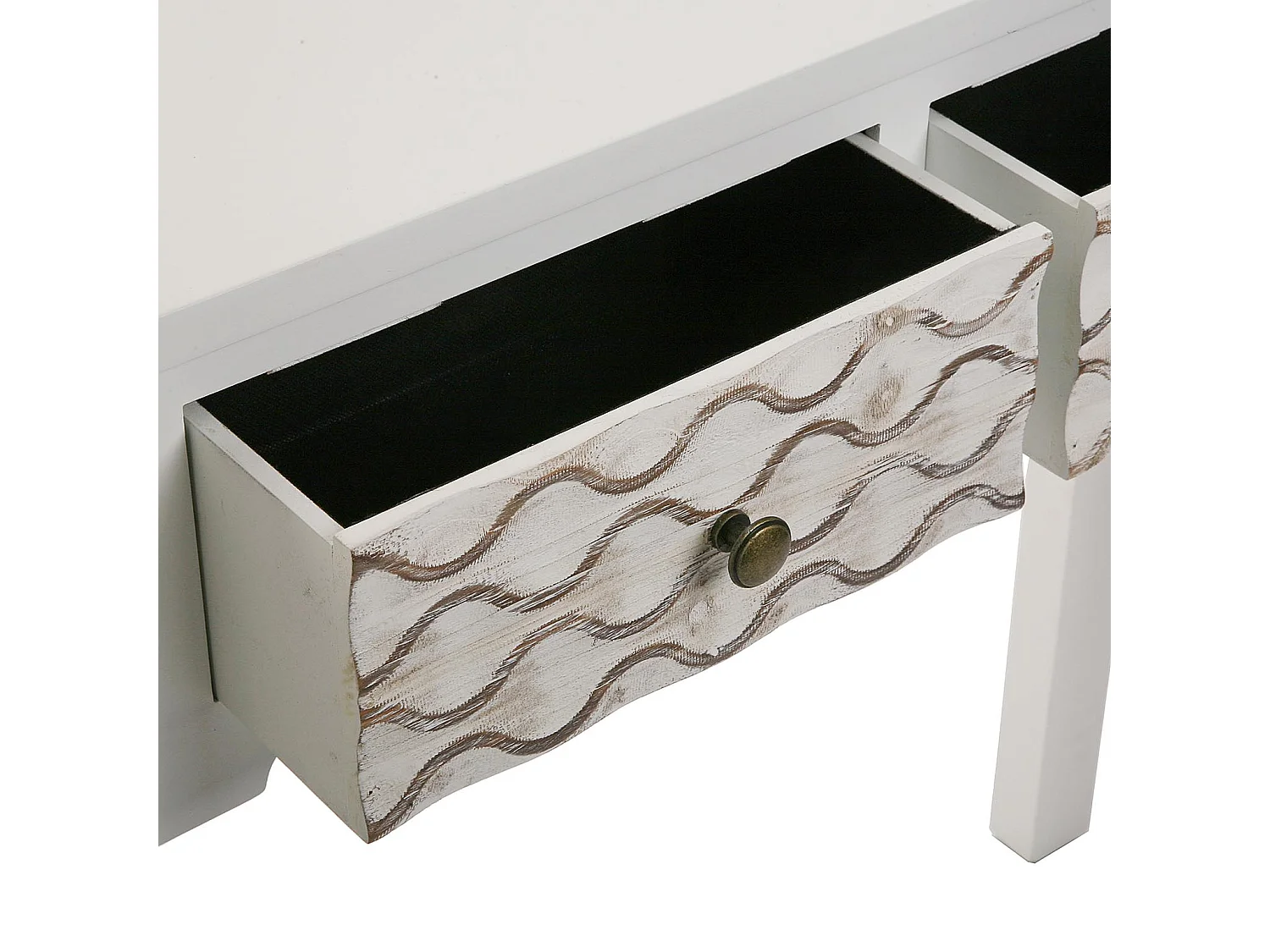 Table Console Safira, 79 x 25 x 80 cm, Bois, Blanc et marron