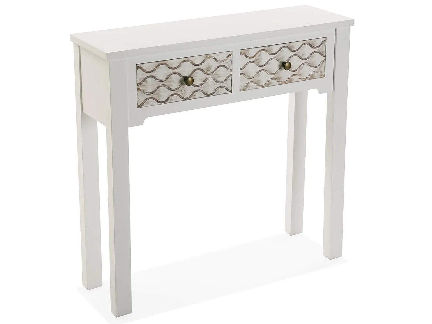 Table Console Safira, 79 x 25 x 80 cm, Bois, Blanc et marron