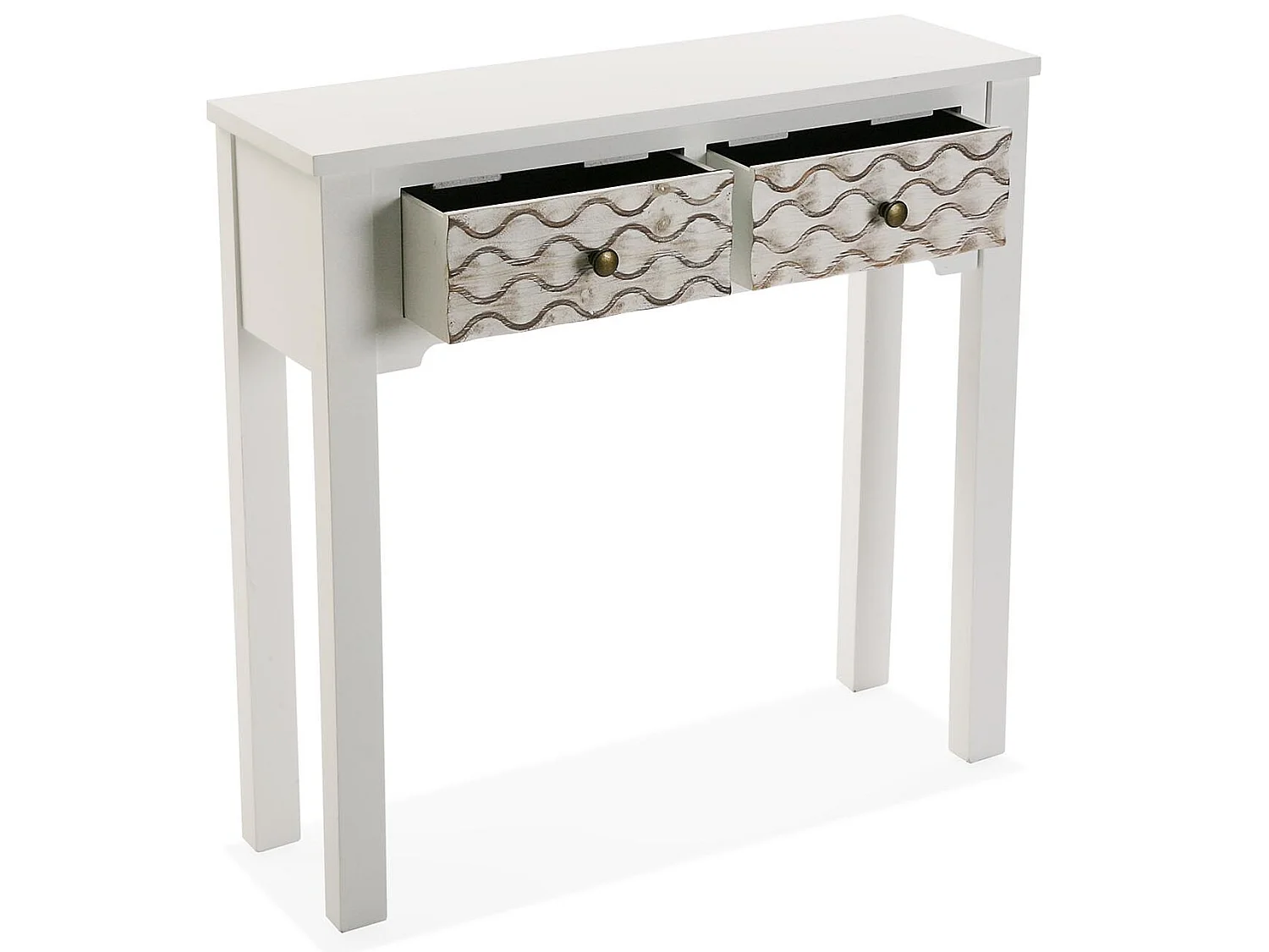 Table Console Safira, 79 x 25 x 80 cm, Bois, Blanc et marron