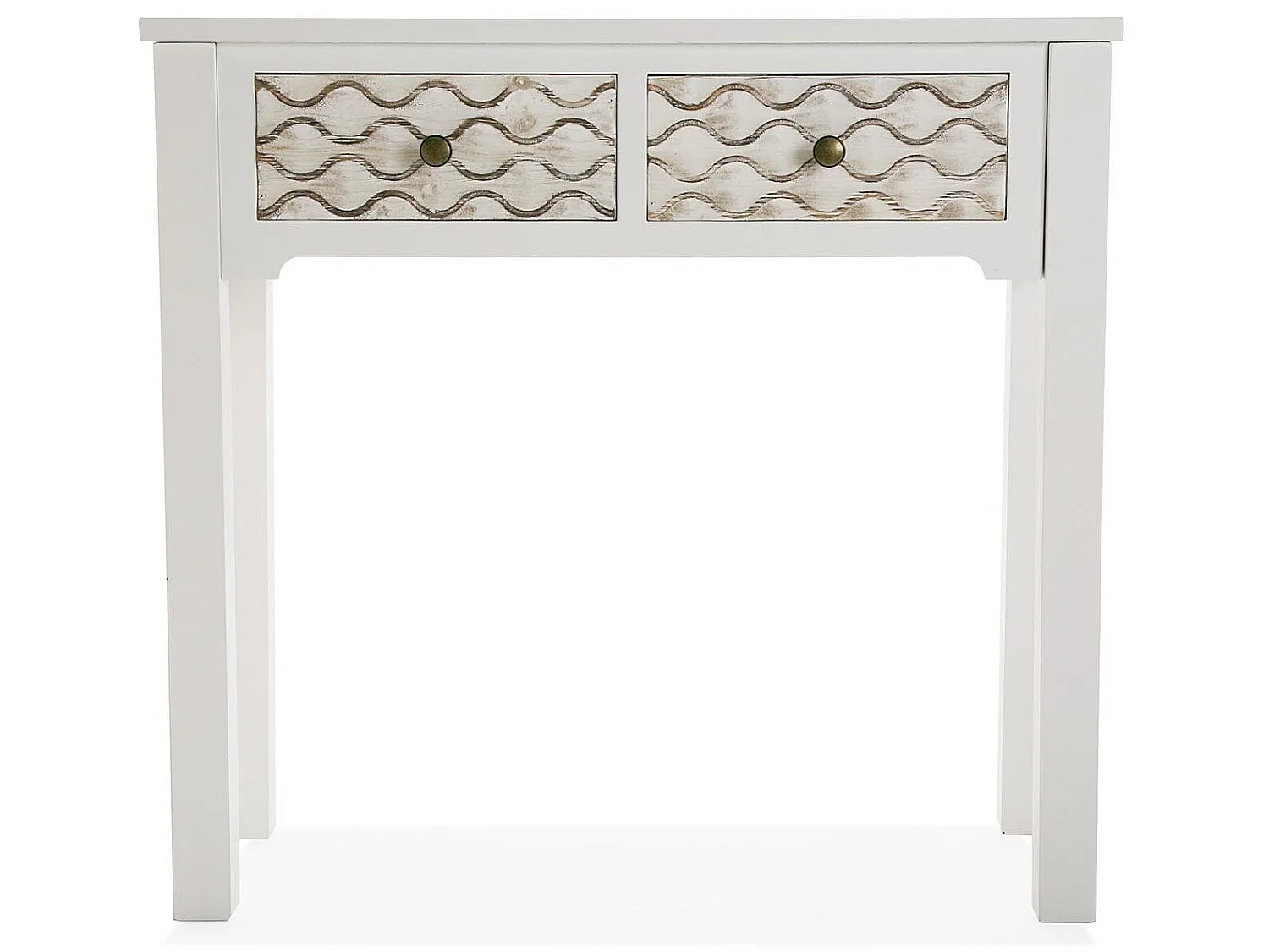 Table Console Safira, 79 x 25 x 80 cm, Bois, Blanc et marron