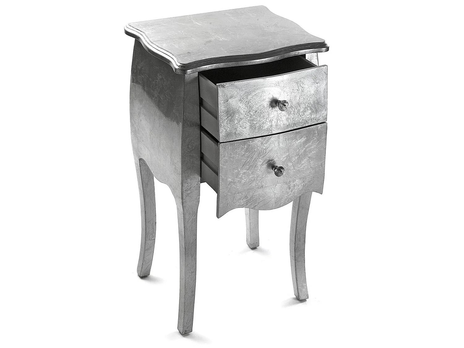 Table de chevet Cagliari, 71 x 35 x 40 cm, Bois, Argenté