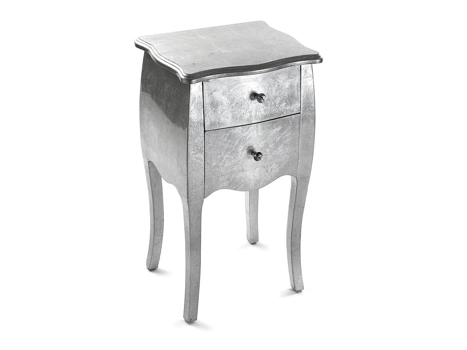 Table de chevet Cagliari, 71 x 35 x 40 cm, Bois, Argenté