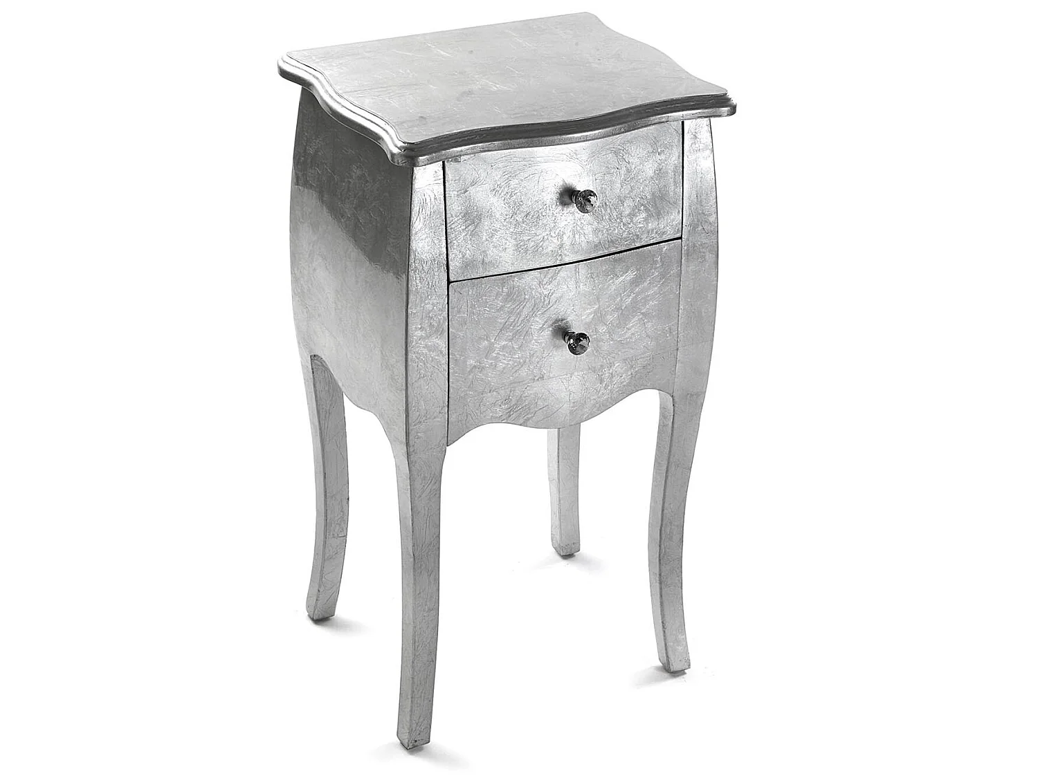 Table de chevet Cagliari, 71 x 35 x 40 cm, Bois, Argenté