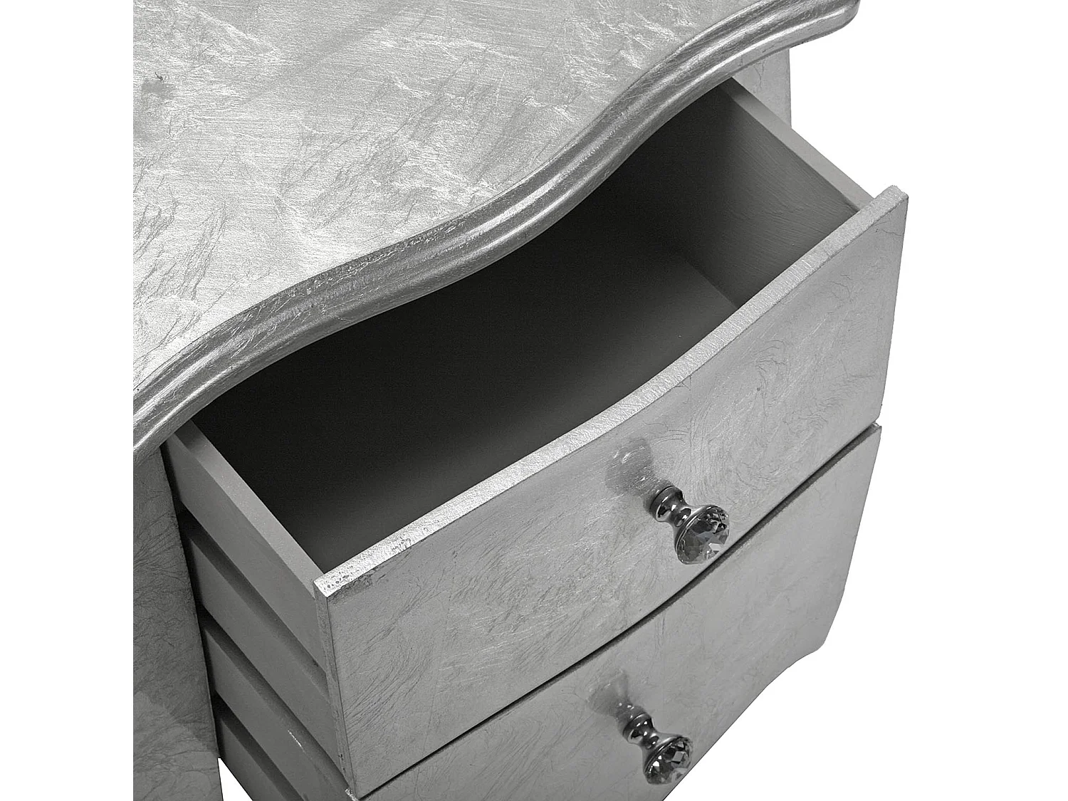 Table de chevet Cagliari, 71 x 35 x 40 cm, Bois, Argenté