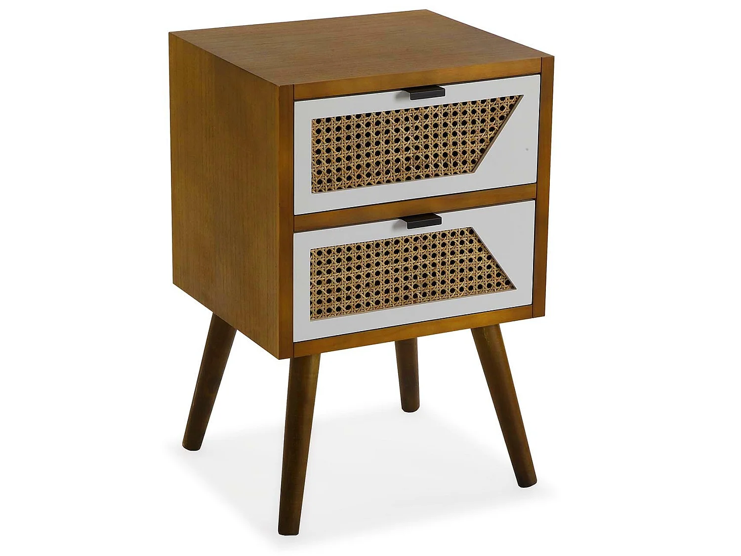 Table de chevet Martine, 40 x 35 x 61 cm, Bois, Marron et blanc