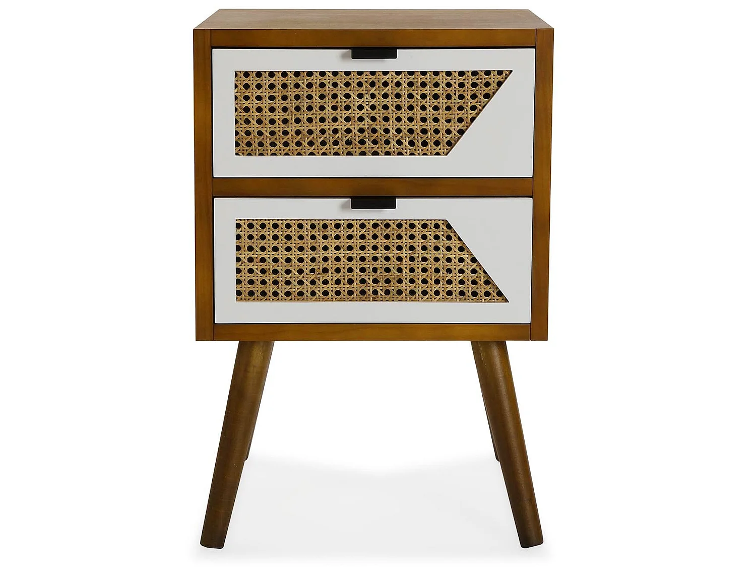 Table de chevet Martine, 40 x 35 x 61 cm, Bois, Marron et blanc