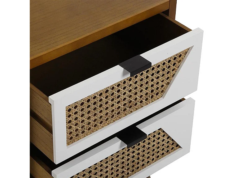 Table de chevet Martine, 40 x 35 x 61 cm, Bois, Marron et blanc