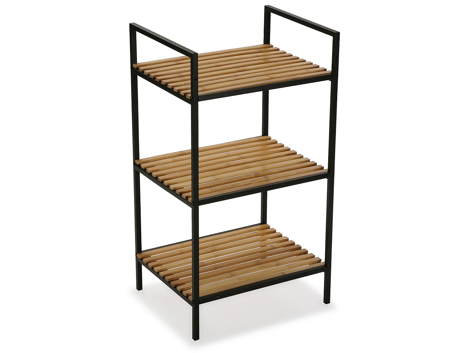 Étagère de salle de bain Willow, 70 x 32,5 x 39 cm, Bambou et métal, Noir