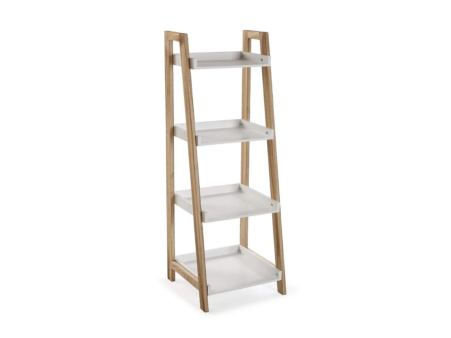 Étagère de salle de bain Nancy, 98 x 34 x 35 cm, Bois, Marron et blanc