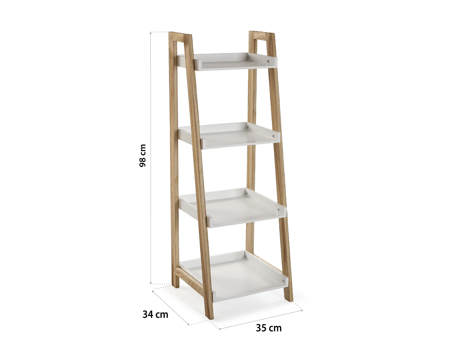 Étagère de salle de bain Nancy, 98 x 34 x 35 cm, Bois, Marron et blanc