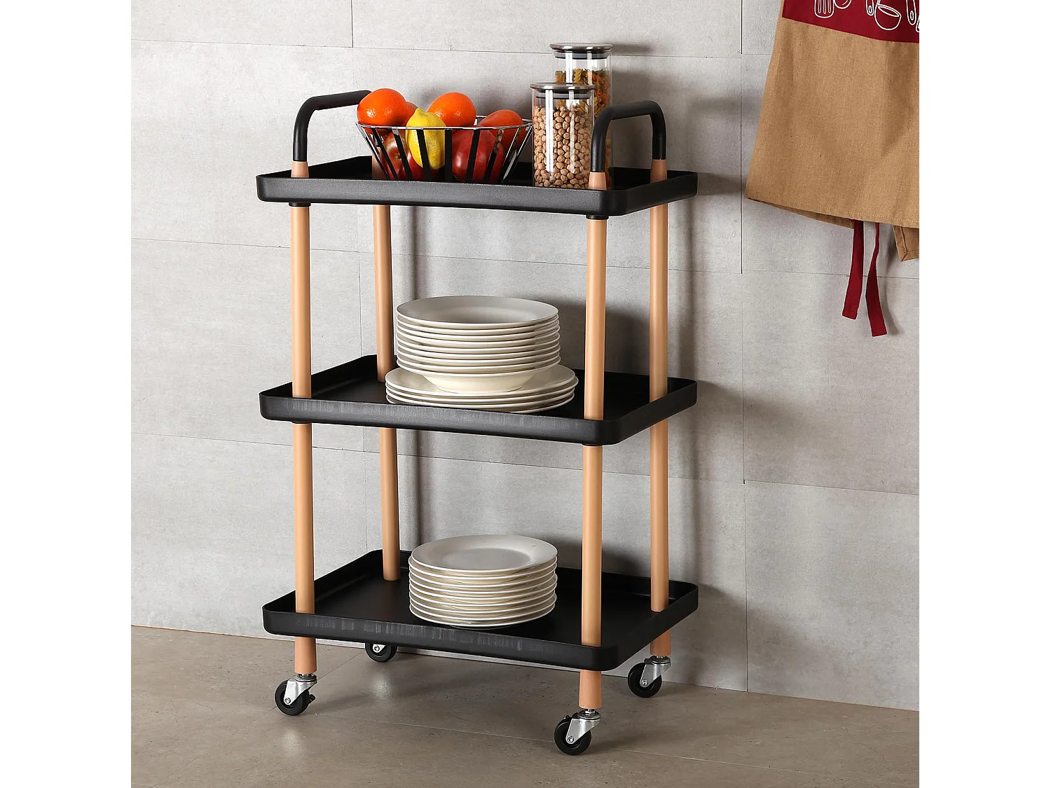 Étagère de salle de bain Skuvoy, 85 x 36 x 53,5 cm, Métal et plastique, Noir