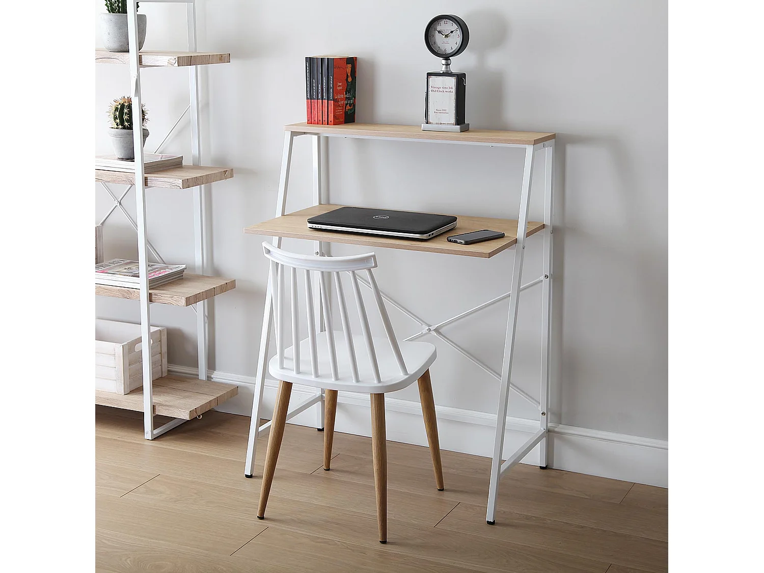 Bureau Tokio, 104 x 48 x 80 cm, Bois et métal, Blanc