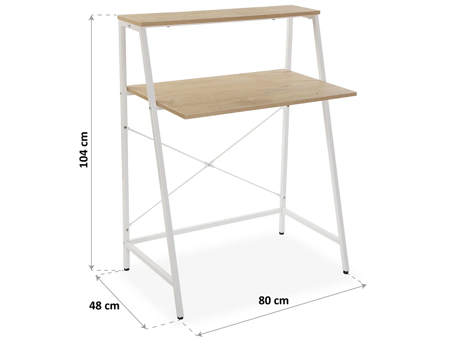 Bureau Tokio, 104 x 48 x 80 cm, Bois et métal, Blanc