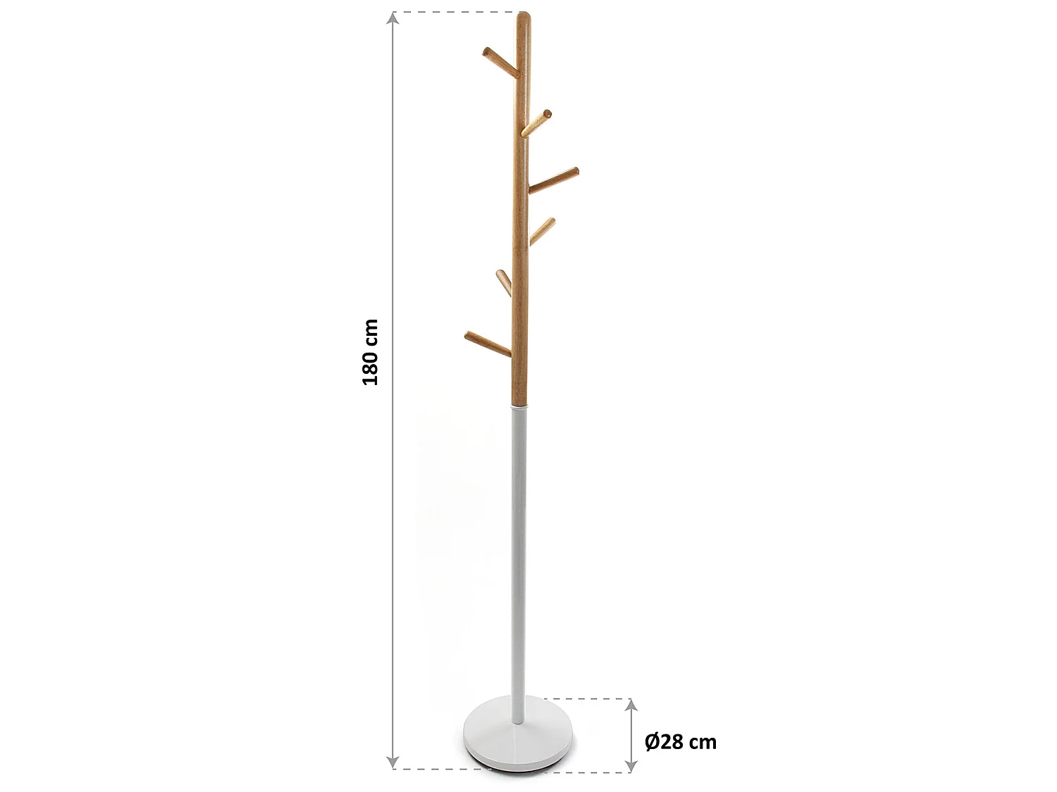 Holstebro Perchero de Pie de Estilo Minimalista, Blanco, 180x28x28cm