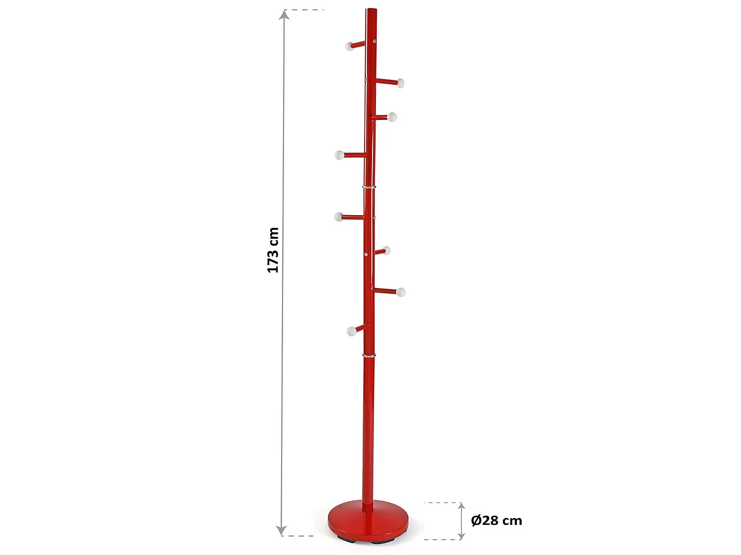 Ruan Perchero de Pie de Estilo Minimalista, Rojo, 173x28x28cm