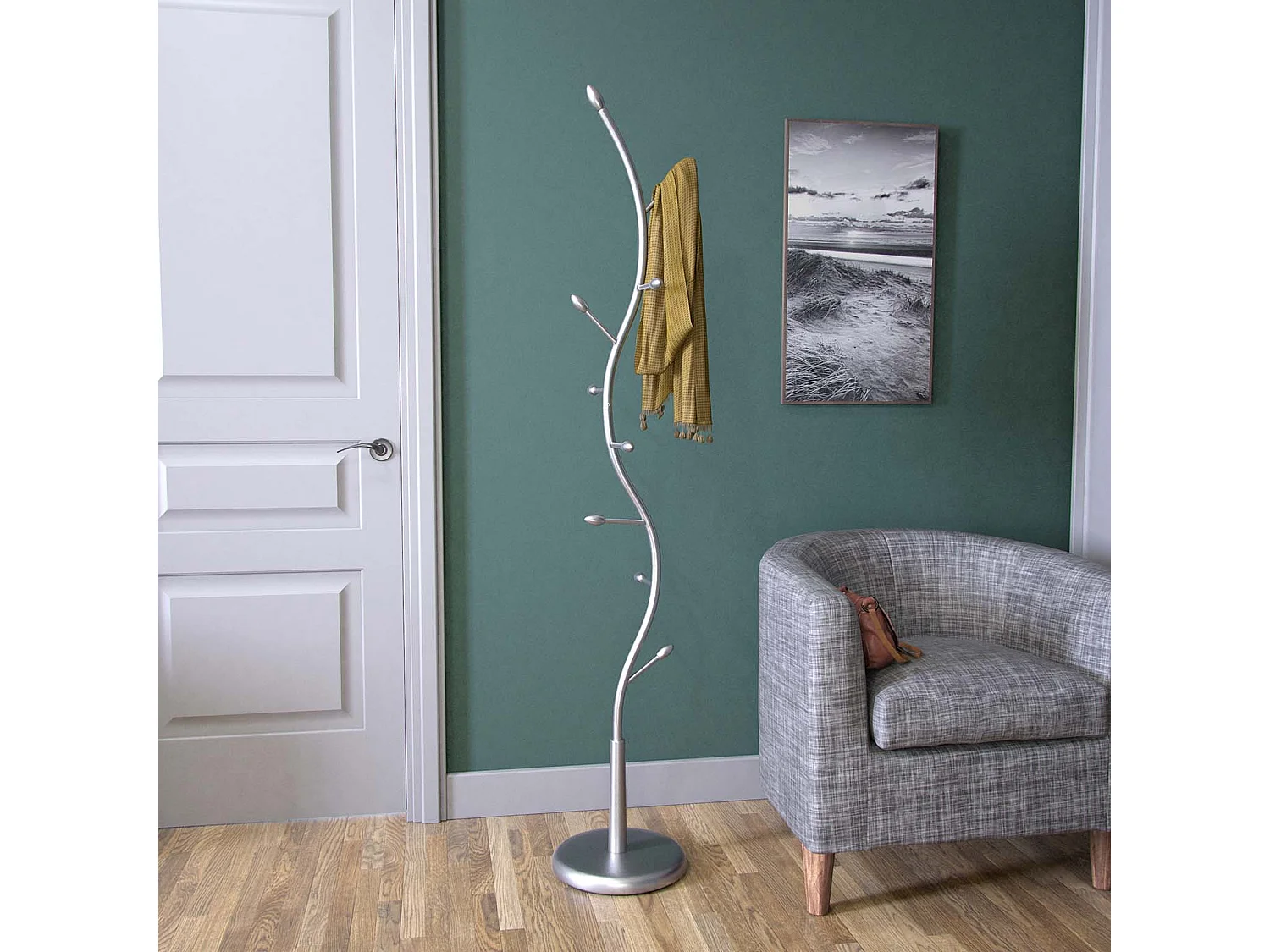 Swindon Appendiabiti da terra in stile Minimalista, Attaccapanni per Ingresso o Corridoio, Grigio, 185x32x32cm