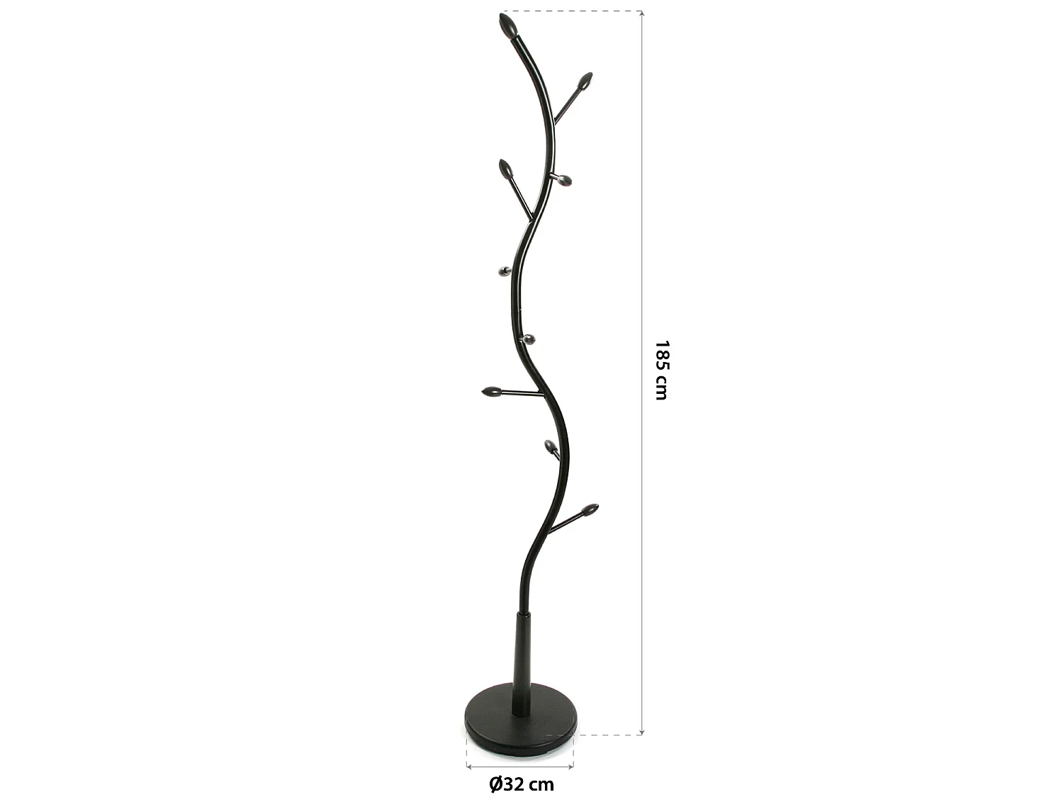 Swindon Appendiabiti da terra in stile Minimalista, Attaccapanni per Ingresso o Corridoio, Nero, 185x32x32cm