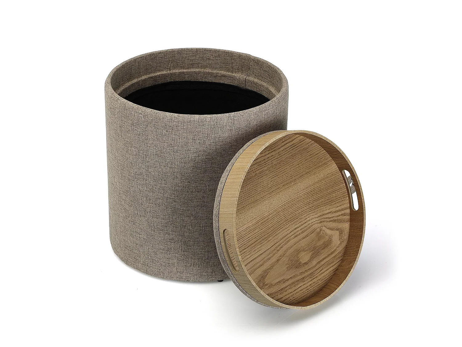 Tabouret pouf Bangalore, 44 x 39 x 39 cm, Coton, Beige