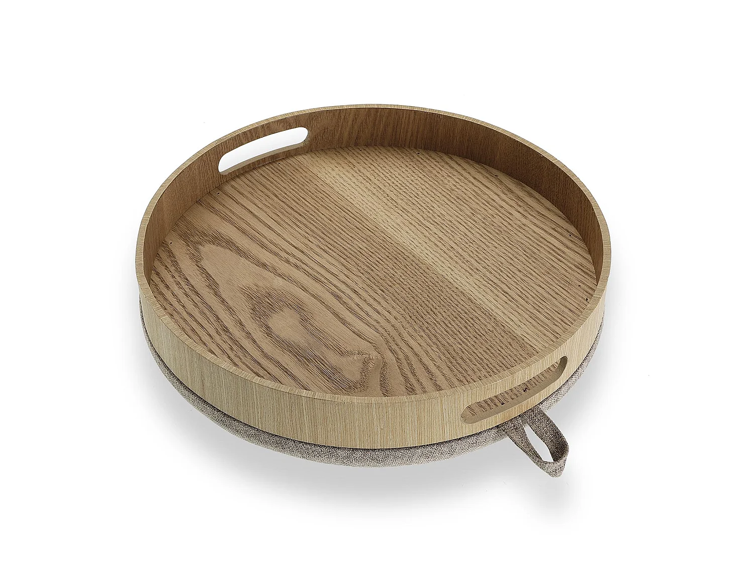 Tabouret pouf Bangalore, 44 x 39 x 39 cm, Coton, Beige