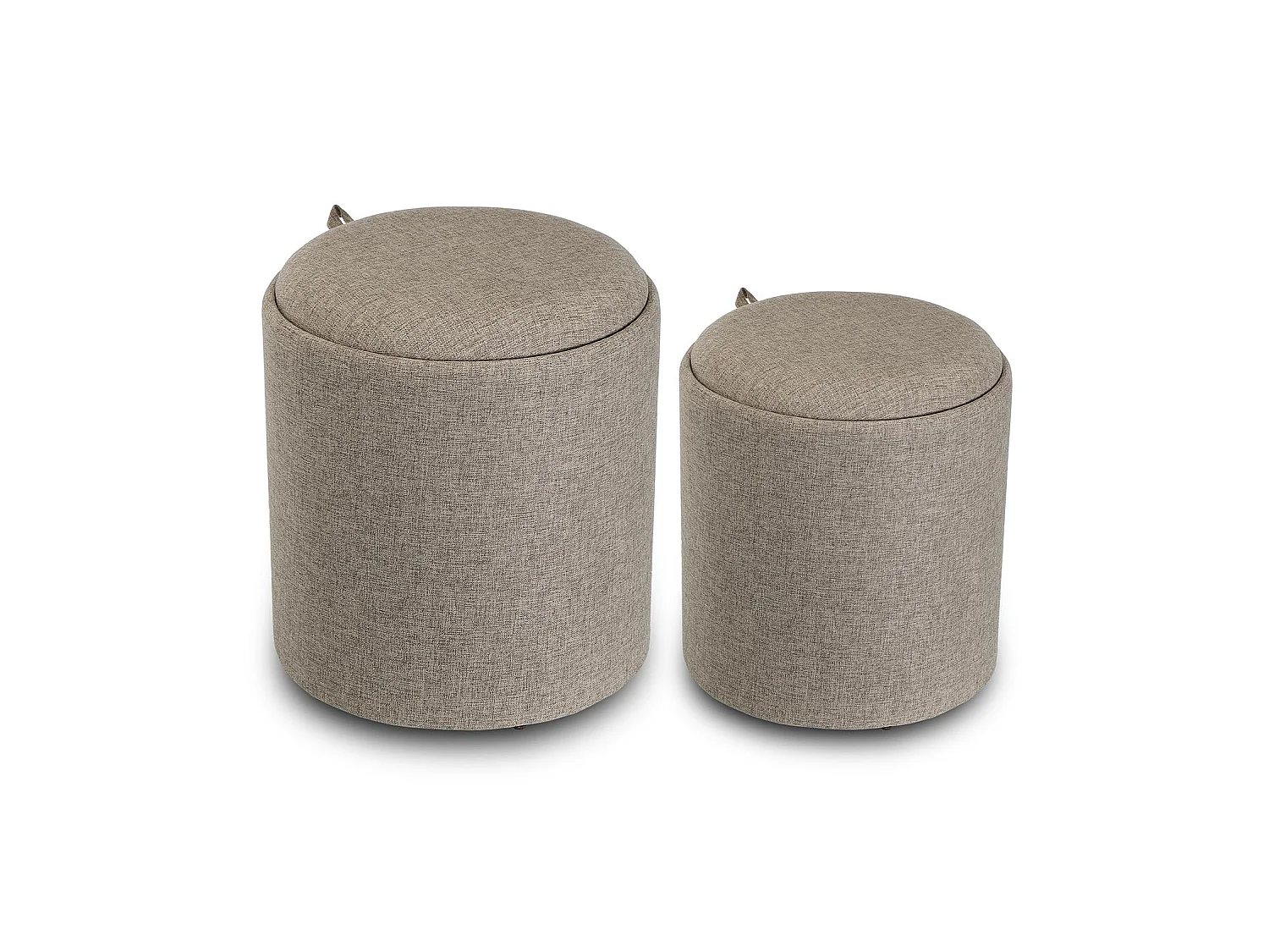 Tabouret pouf Bangalore, 44 x 39 x 39 cm, Coton, Beige
