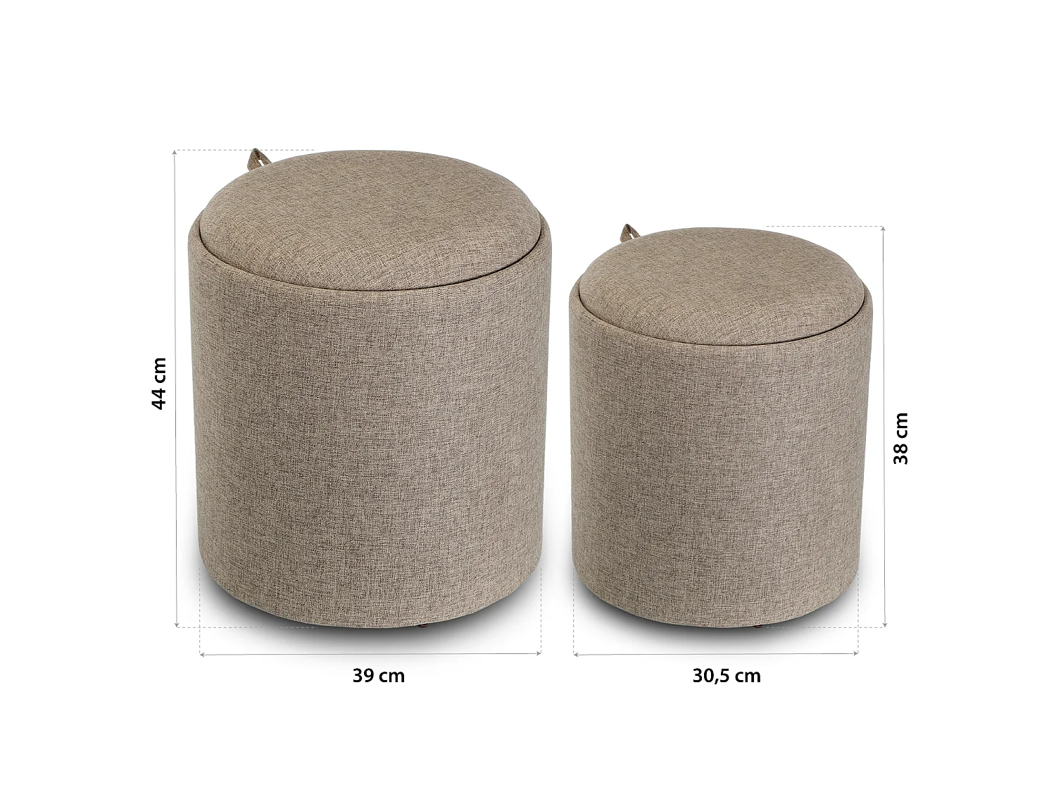 Bangalore Pouf Sgabello quadrato Poggiapiedi per Soggiorno o Camera da letto. Puff Colorato, Beige, 44x39x39cm