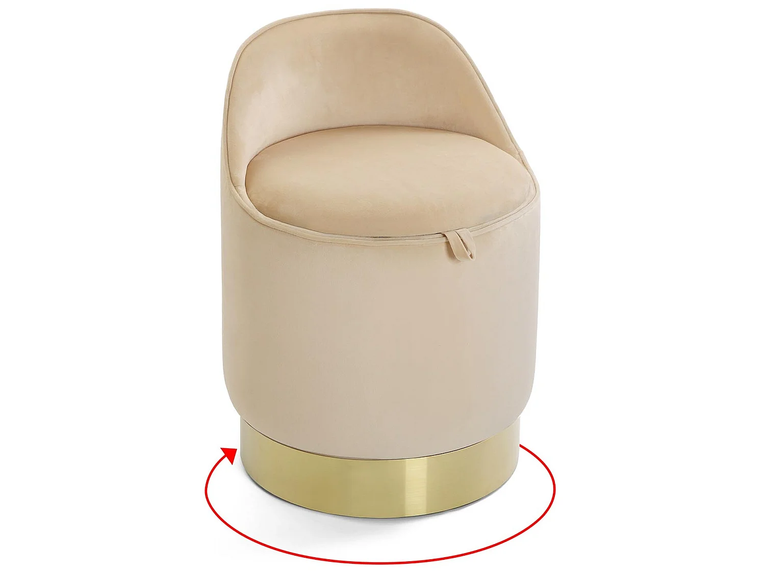 Tabouret pouf Sirsi, 55 x 40 x 40 cm, Textile et Métal, Beige