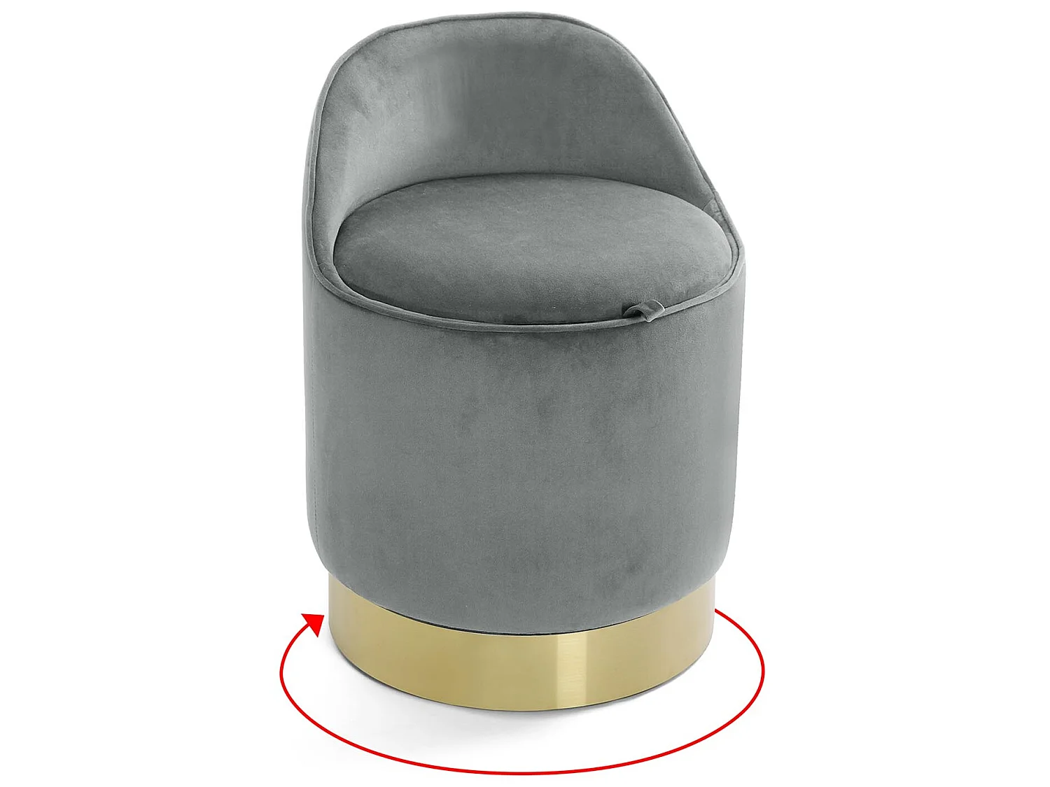 Tabouret pouf Sirsi, 55 x 40 x 40 cm, Textile et Métal, Gris