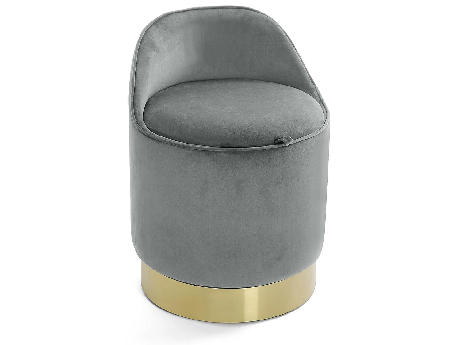 Tabouret pouf Sirsi, 55 x 40 x 40 cm, Textile et Métal, Gris