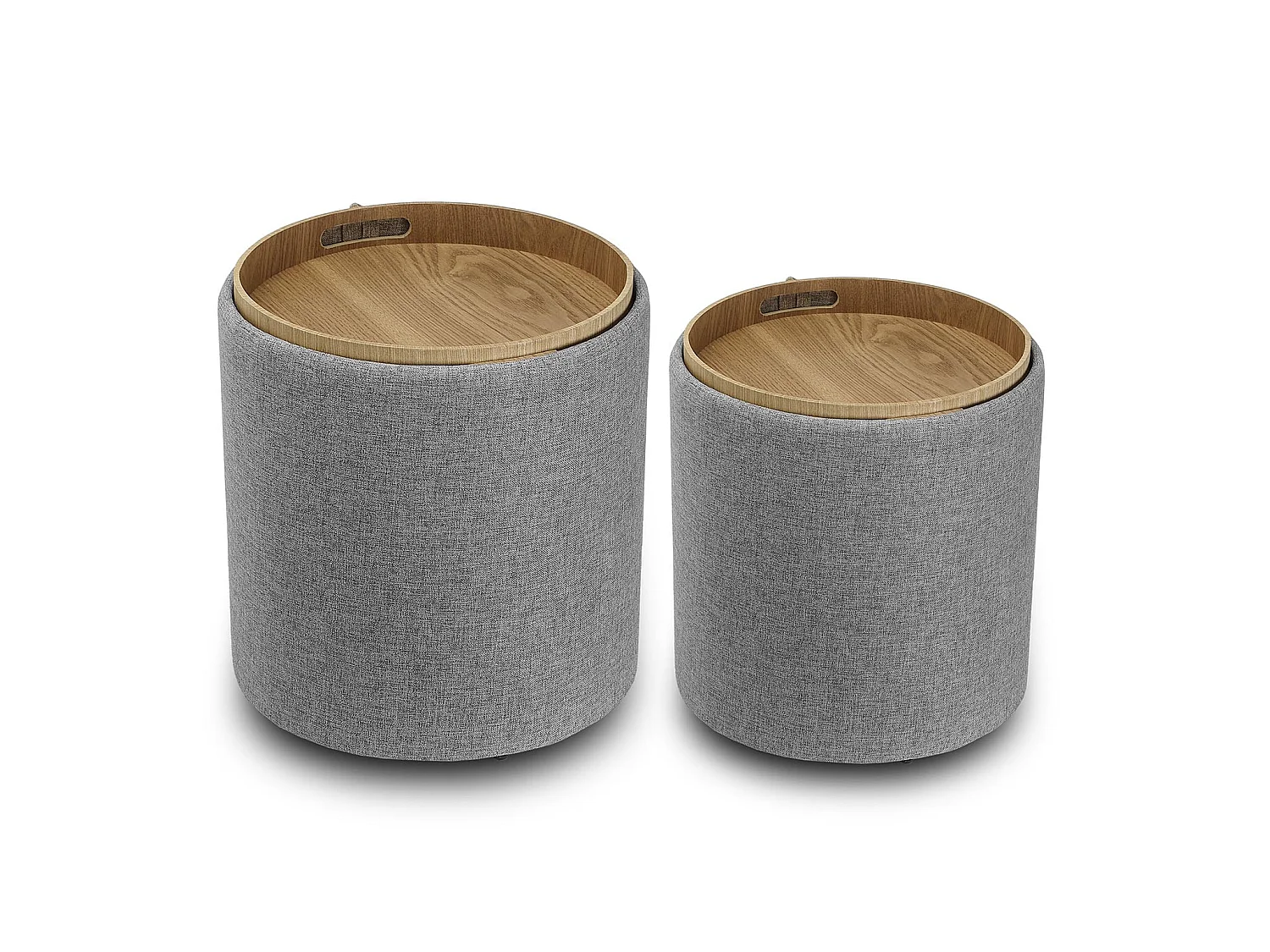 Tabouret pouf Bangalore, 44 x 39 x 39 cm, Coton, Gris foncé