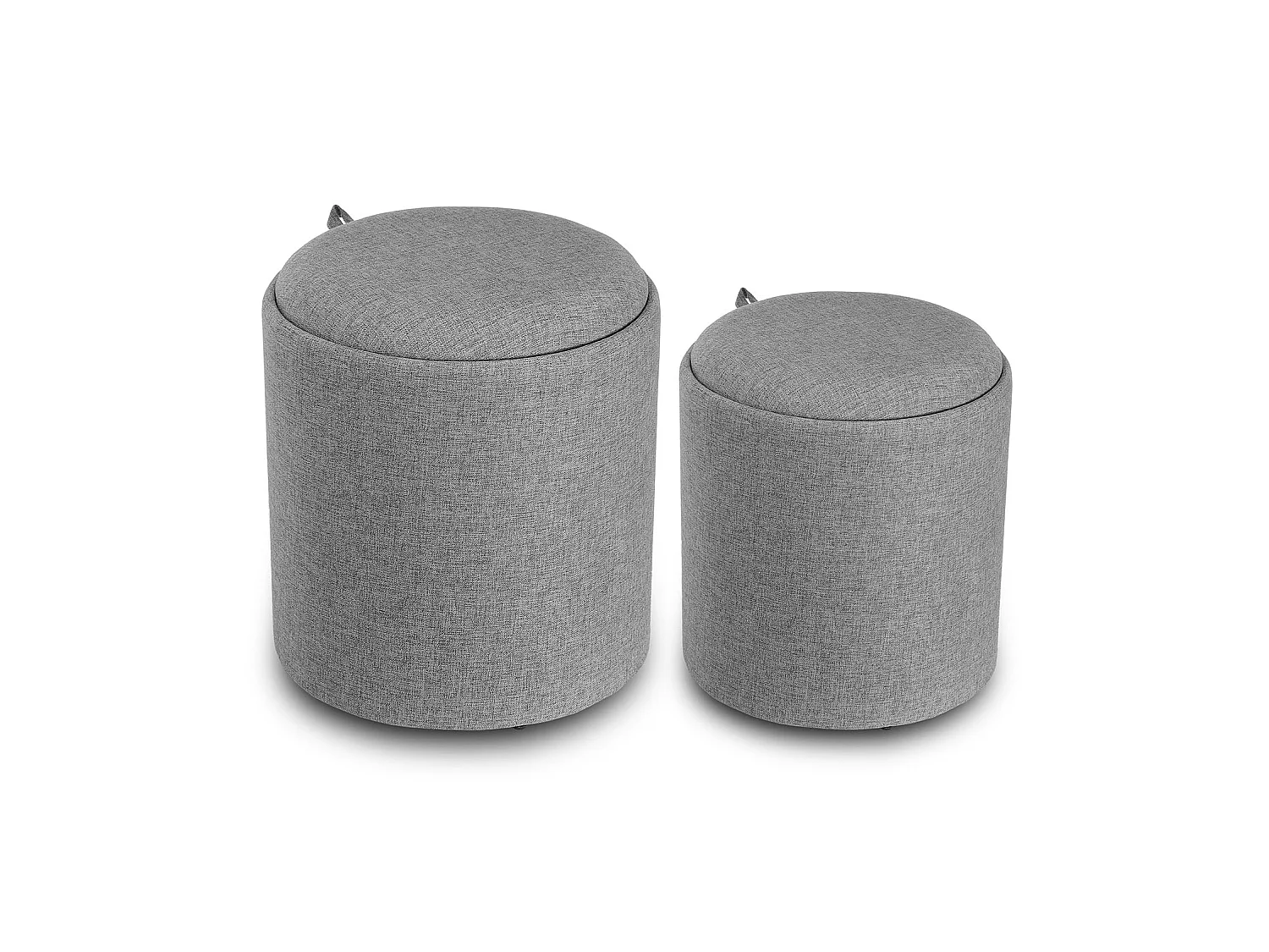 Tabouret pouf Bangalore, 44 x 39 x 39 cm, Coton, Gris foncé